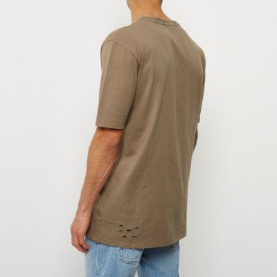 Brown distressed oversized T-shirt